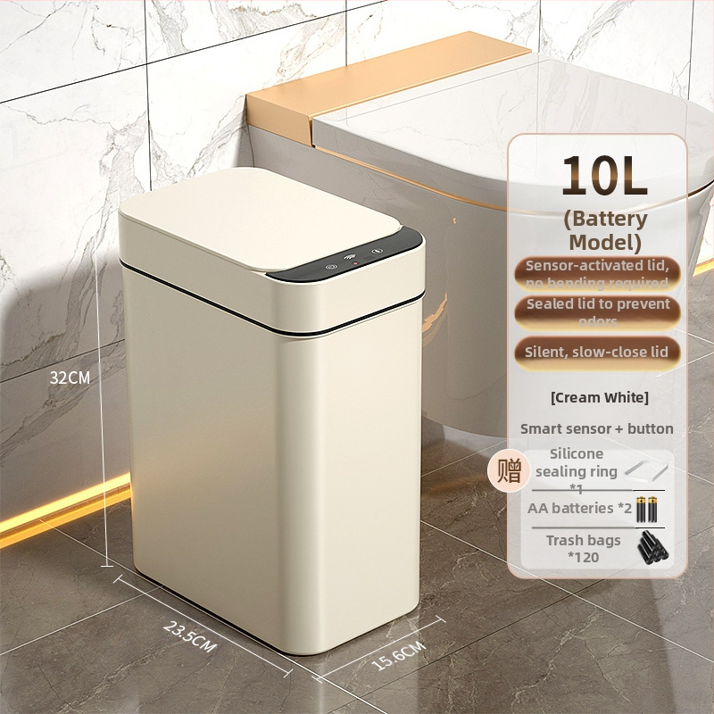 Έξυπνος κάδος απορριμμάτων οικιακής χρήσης – με αισθητήρα, πλήρως αυτοματοποιημένος, πλαστικός, μακρύ κυλινδρικό σχήμα, 100% νέου υλικού