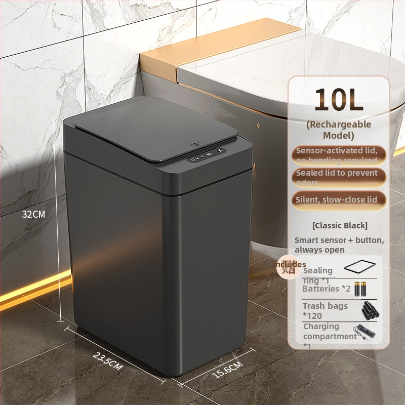 Έξυπνος κάδος απορριμμάτων οικιακής χρήσης – με αισθητήρα, πλήρως αυτοματοποιημένος, πλαστικός, μακρύ κυλινδρικό σχήμα, 100% νέου υλικού