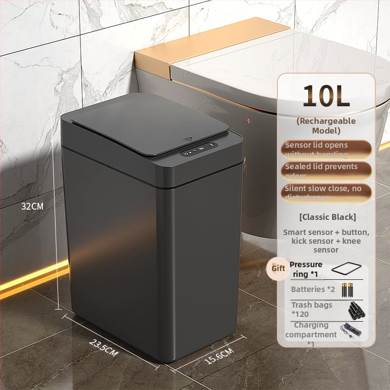 Έξυπνος κάδος απορριμμάτων οικιακής χρήσης – με αισθητήρα, πλήρως αυτοματοποιημένος, πλαστικός, μακρύ κυλινδρικό σχήμα, 100% νέου υλικού