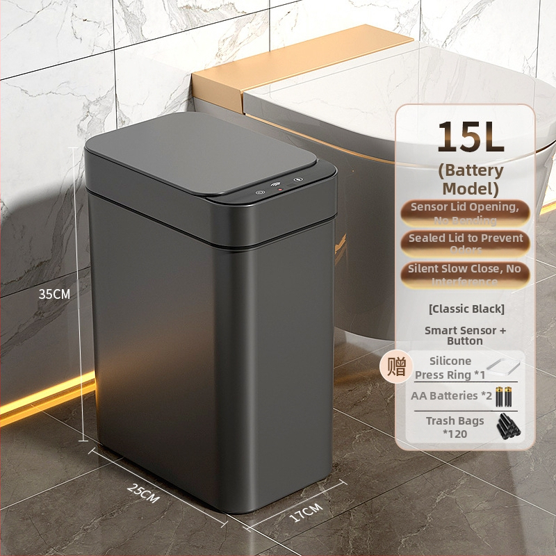 Έξυπνος κάδος απορριμμάτων οικιακής χρήσης – με αισθητήρα, πλήρως αυτοματοποιημένος, πλαστικός, μακρύ κυλινδρικό σχήμα, 100% νέου υλικού