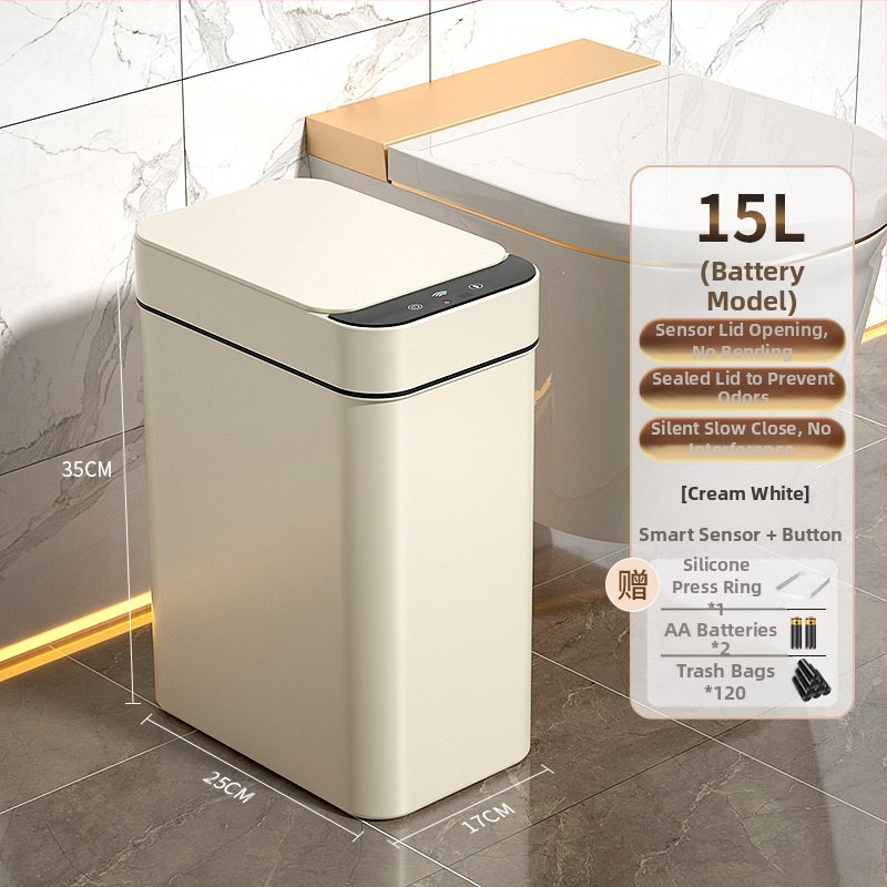 Έξυπνος κάδος απορριμμάτων οικιακής χρήσης – με αισθητήρα, πλήρως αυτοματοποιημένος, πλαστικός, μακρύ κυλινδρικό σχήμα, 100% νέου υλικού