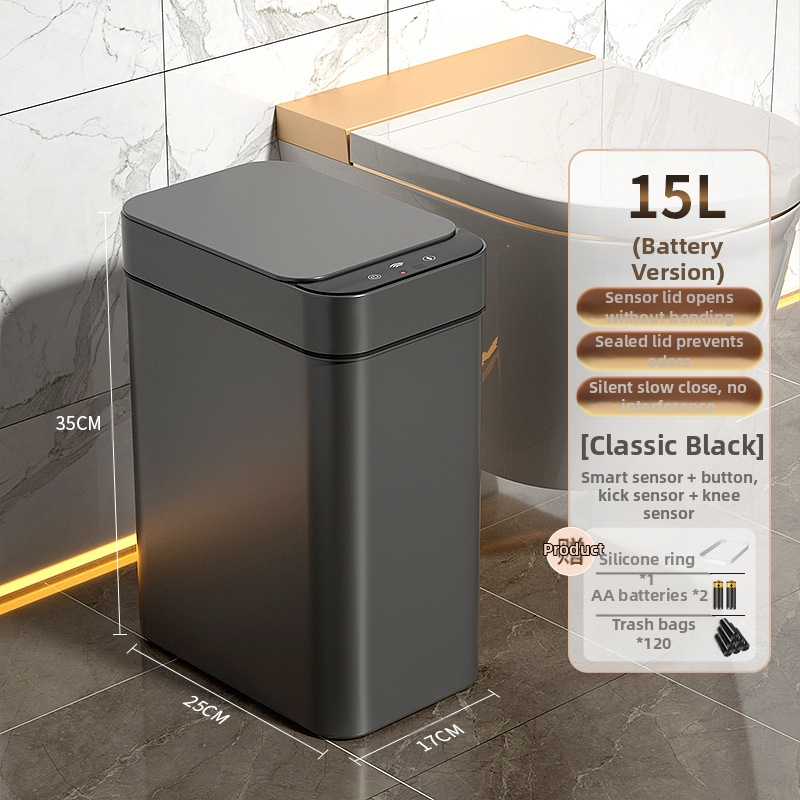 Έξυπνος κάδος απορριμμάτων οικιακής χρήσης – με αισθητήρα, πλήρως αυτοματοποιημένος, πλαστικός, μακρύ κυλινδρικό σχήμα, 100% νέου υλικού