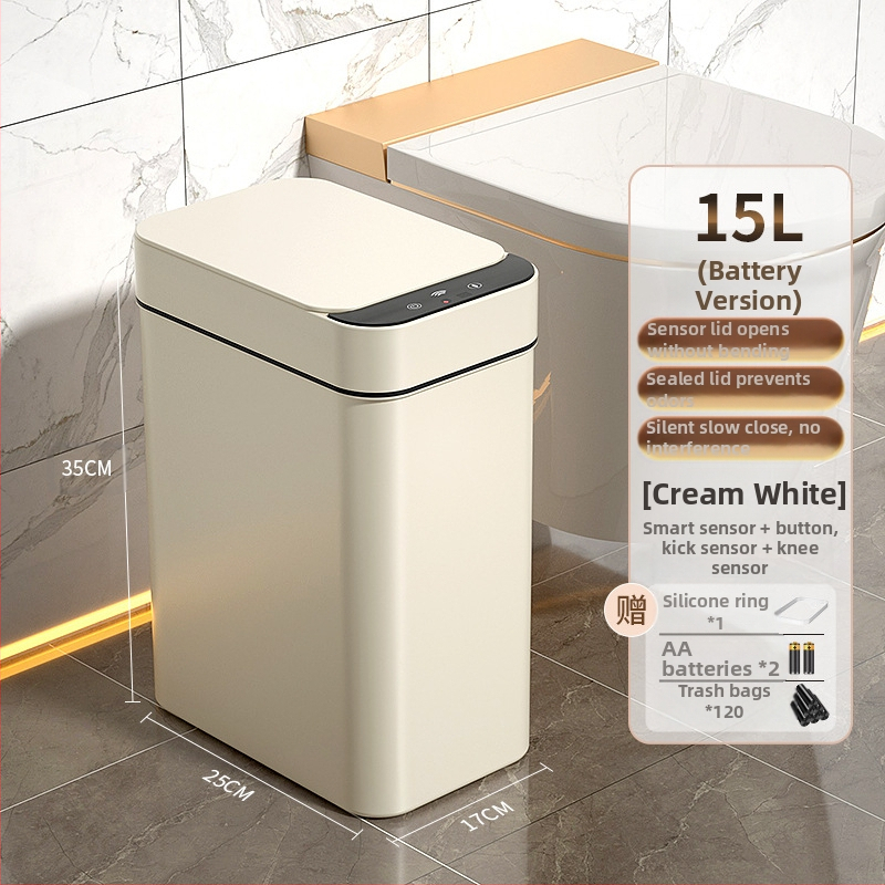 Έξυπνος κάδος απορριμμάτων οικιακής χρήσης – με αισθητήρα, πλήρως αυτοματοποιημένος, πλαστικός, μακρύ κυλινδρικό σχήμα, 100% νέου υλικού