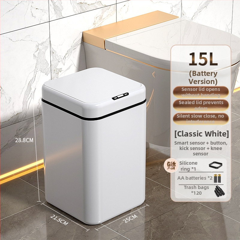 Έξυπνος κάδος απορριμμάτων οικιακής χρήσης – με αισθητήρα, πλήρως αυτοματοποιημένος, πλαστικός, μακρύ κυλινδρικό σχήμα, 100% νέου υλικού