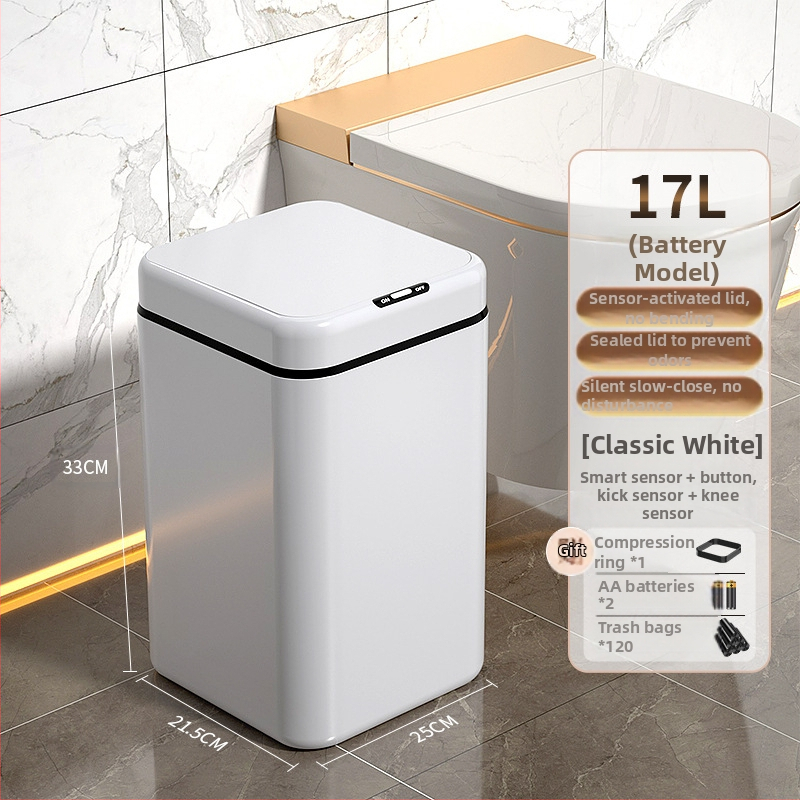 Έξυπνος κάδος απορριμμάτων οικιακής χρήσης – με αισθητήρα, πλήρως αυτοματοποιημένος, πλαστικός, μακρύ κυλινδρικό σχήμα, 100% νέου υλικού