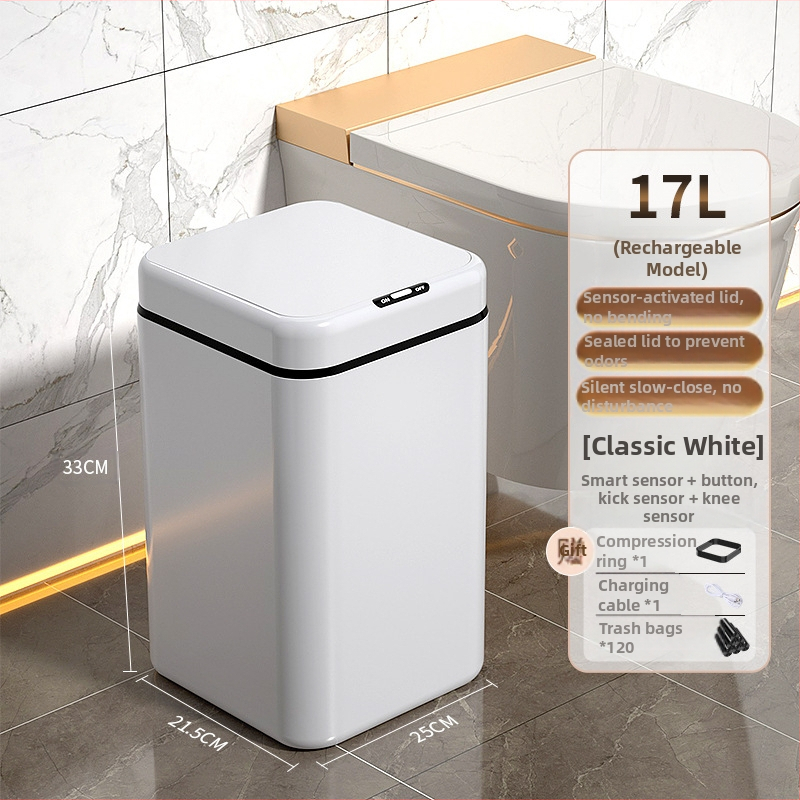 Έξυπνος κάδος απορριμμάτων οικιακής χρήσης – με αισθητήρα, πλήρως αυτοματοποιημένος, πλαστικός, μακρύ κυλινδρικό σχήμα, 100% νέου υλικού