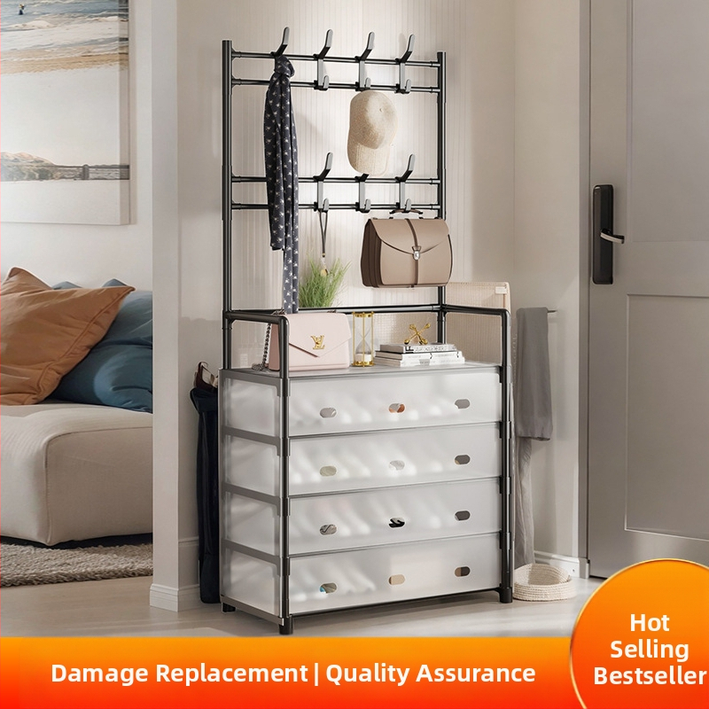 Метален шкаф за обувки и шапки с 3 или 4 слоя за входно антре, мултифункционален шкаф за коридор, модерен минимализъм