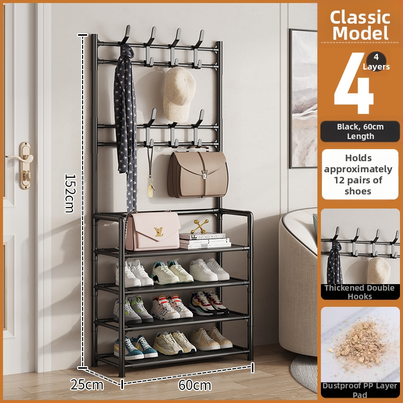 Μεταλλικό ράφι παπουτσιών και καπέλων με 3 ή 4 στρώσεις για είσοδο, πολυλειτουργικό αποθηκευτικό ντουλάπι, μοντέρνο μινιμαλιστικό στυλ