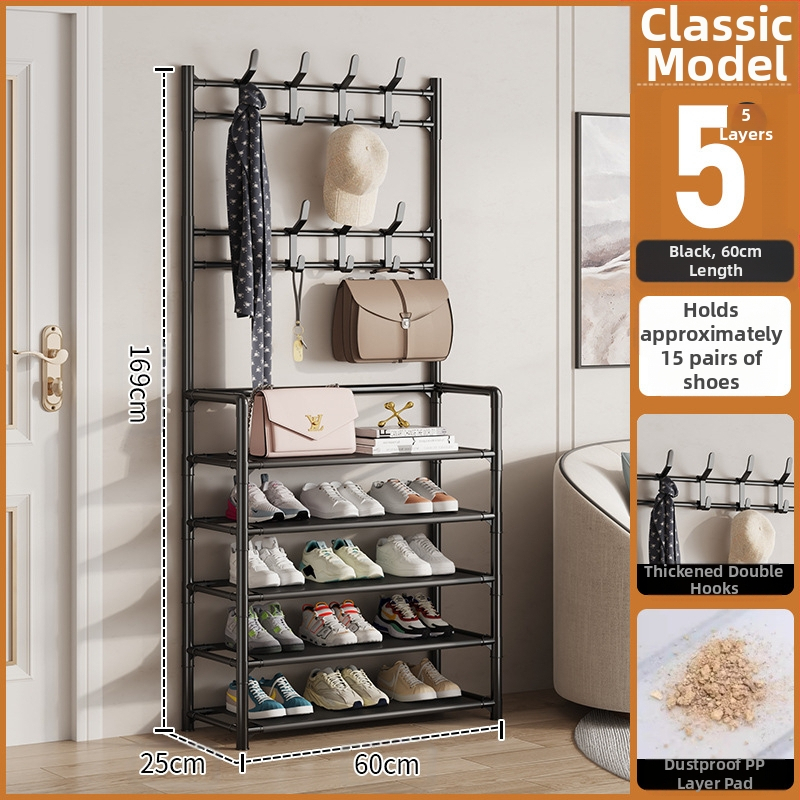 Μεταλλικό ράφι παπουτσιών και καπέλων με 3 ή 4 στρώσεις για είσοδο, πολυλειτουργικό αποθηκευτικό ντουλάπι, μοντέρνο μινιμαλιστικό στυλ