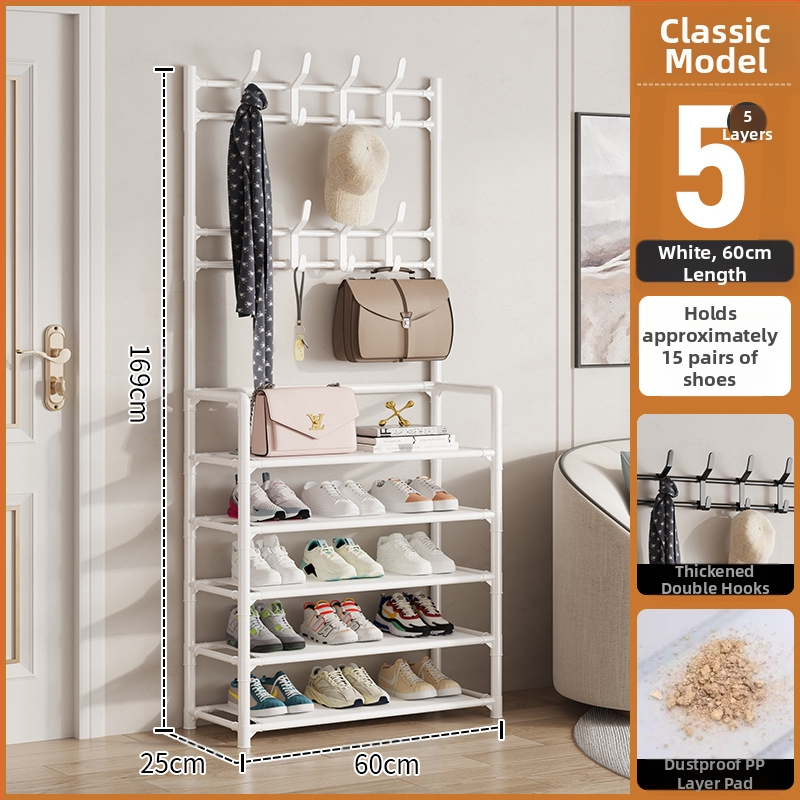 Μεταλλικό ράφι παπουτσιών και καπέλων με 3 ή 4 στρώσεις για είσοδο, πολυλειτουργικό αποθηκευτικό ντουλάπι, μοντέρνο μινιμαλιστικό στυλ