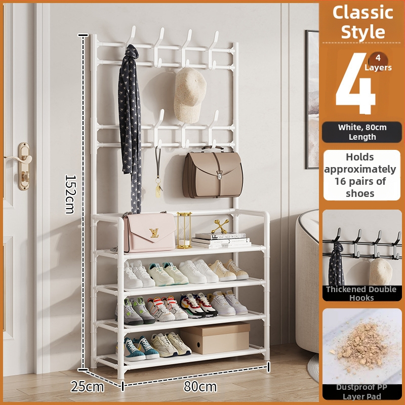 Μεταλλικό ράφι παπουτσιών και καπέλων με 3 ή 4 στρώσεις για είσοδο, πολυλειτουργικό αποθηκευτικό ντουλάπι, μοντέρνο μινιμαλιστικό στυλ