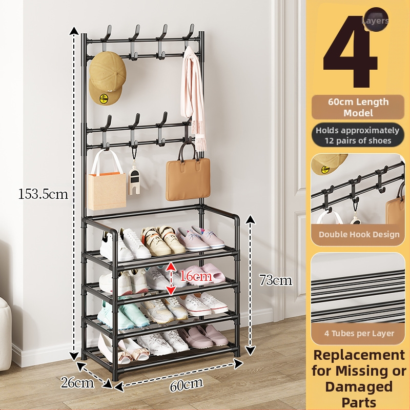 Μεταλλικό ράφι παπουτσιών και καπέλων με 3 ή 4 στρώσεις για είσοδο, πολυλειτουργικό αποθηκευτικό ντουλάπι, μοντέρνο μινιμαλιστικό στυλ