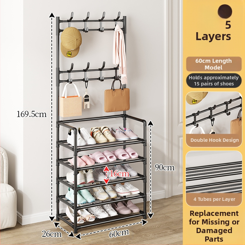 Μεταλλικό ράφι παπουτσιών και καπέλων με 3 ή 4 στρώσεις για είσοδο, πολυλειτουργικό αποθηκευτικό ντουλάπι, μοντέρνο μινιμαλιστικό στυλ