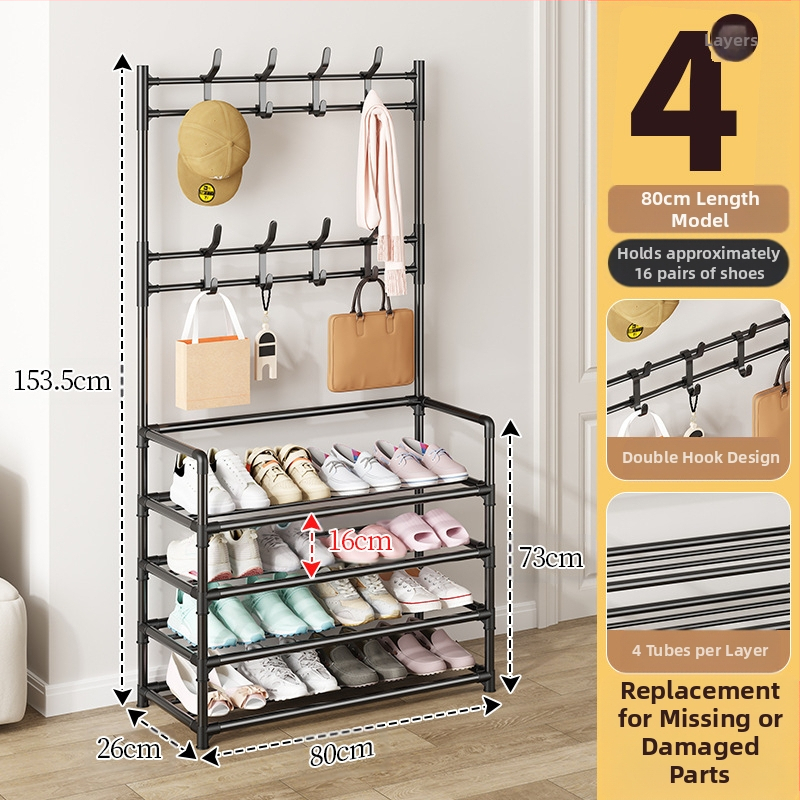 Μεταλλικό ράφι παπουτσιών και καπέλων με 3 ή 4 στρώσεις για είσοδο, πολυλειτουργικό αποθηκευτικό ντουλάπι, μοντέρνο μινιμαλιστικό στυλ