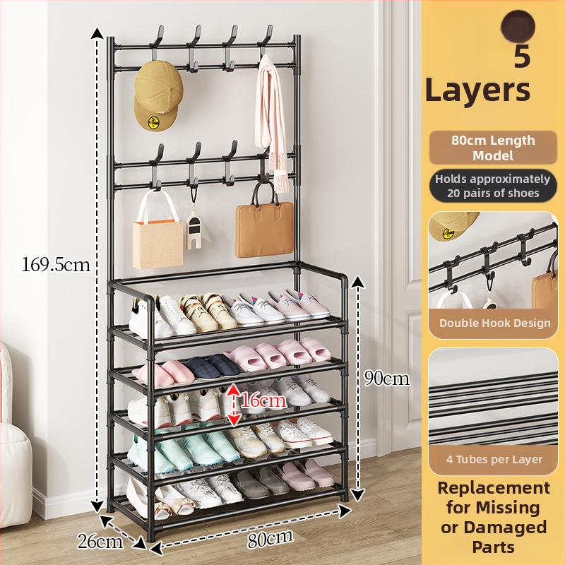 Μεταλλικό ράφι παπουτσιών και καπέλων με 3 ή 4 στρώσεις για είσοδο, πολυλειτουργικό αποθηκευτικό ντουλάπι, μοντέρνο μινιμαλιστικό στυλ