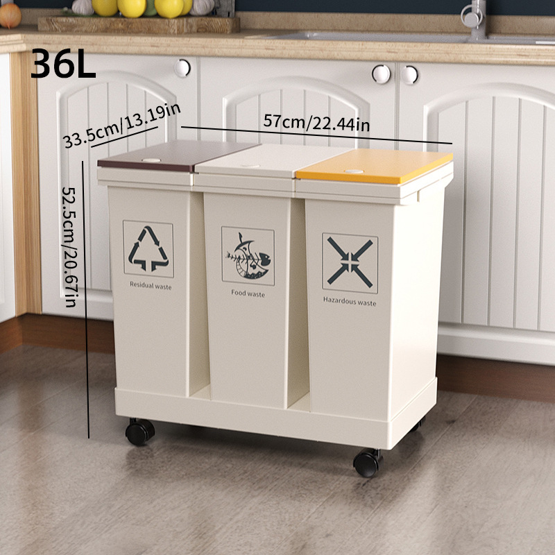 Κάδος διαλογής απορριμμάτων με καπάκι, ποδοκίνητος, πλαστικός, οικιακή χρήση, διαχωρισμός ξηρών/υγρών