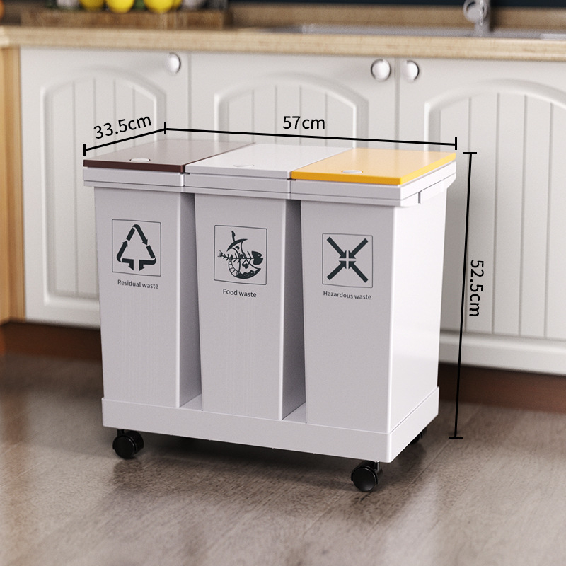 Κάδος διαλογής απορριμμάτων με καπάκι, ποδοκίνητος, πλαστικός, οικιακή χρήση, διαχωρισμός ξηρών/υγρών