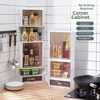 Γωνιακό ντουλάπι κουζίνας με περιστρεφόμενο ράφι αποθήκευσης – τοίχος, χωρίς τρύπες, 8+ επιπέδων, πλαστικό, σκανδιναβικό στυλ