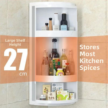 Γωνιακό ντουλάπι κουζίνας με περιστρεφόμενο ράφι αποθήκευσης – τοίχος, χωρίς τρύπες, 8+ επιπέδων, πλαστικό, σκανδιναβικό στυλ