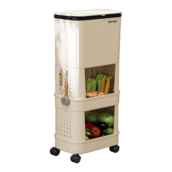 Κουζίνας κάδος απορριμμάτων με καπάκι, χωρητικότητας 12 L και άνω, πλαστικός, με περιστρεφόμενο καπάκι, αποσπώμενο πολυλειτουργικό ράφι αποθήκευσης