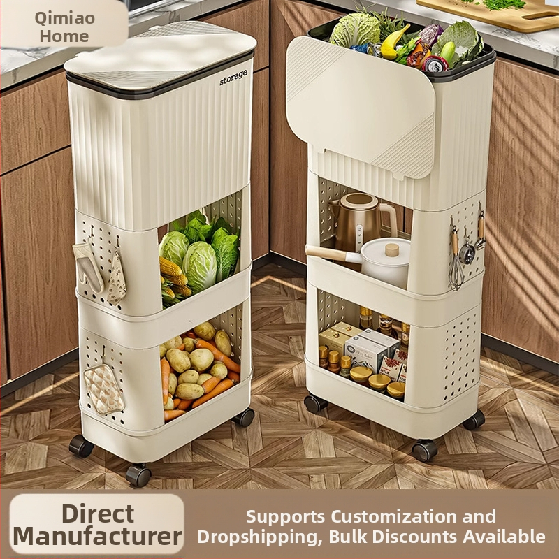 Κουζίνας κάδος απορριμμάτων με καπάκι, χωρητικότητας 12 L και άνω, πλαστικός, με περιστρεφόμενο καπάκι, αποσπώμενο πολυλειτουργικό ράφι αποθήκευσης