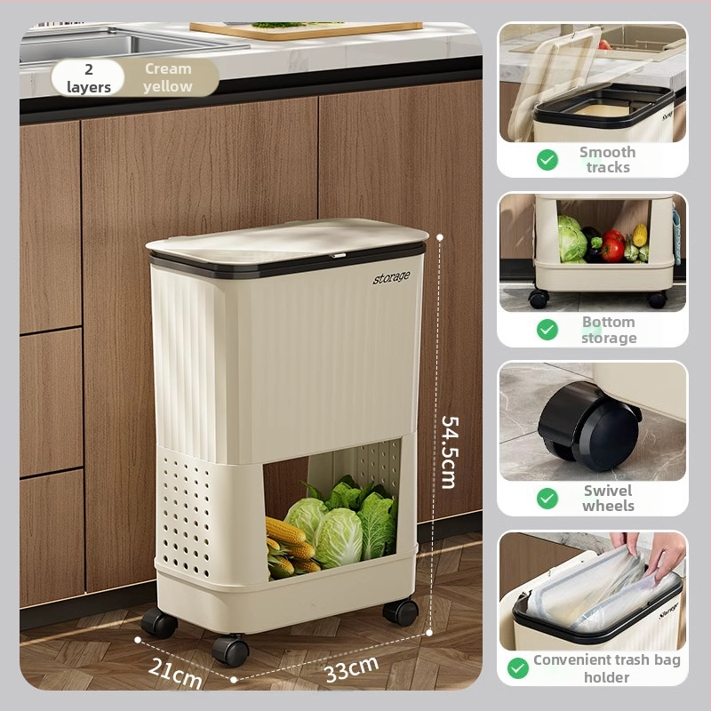 Κουζίνας κάδος απορριμμάτων με καπάκι, χωρητικότητας 12 L και άνω, πλαστικός, με περιστρεφόμενο καπάκι, αποσπώμενο πολυλειτουργικό ράφι αποθήκευσης