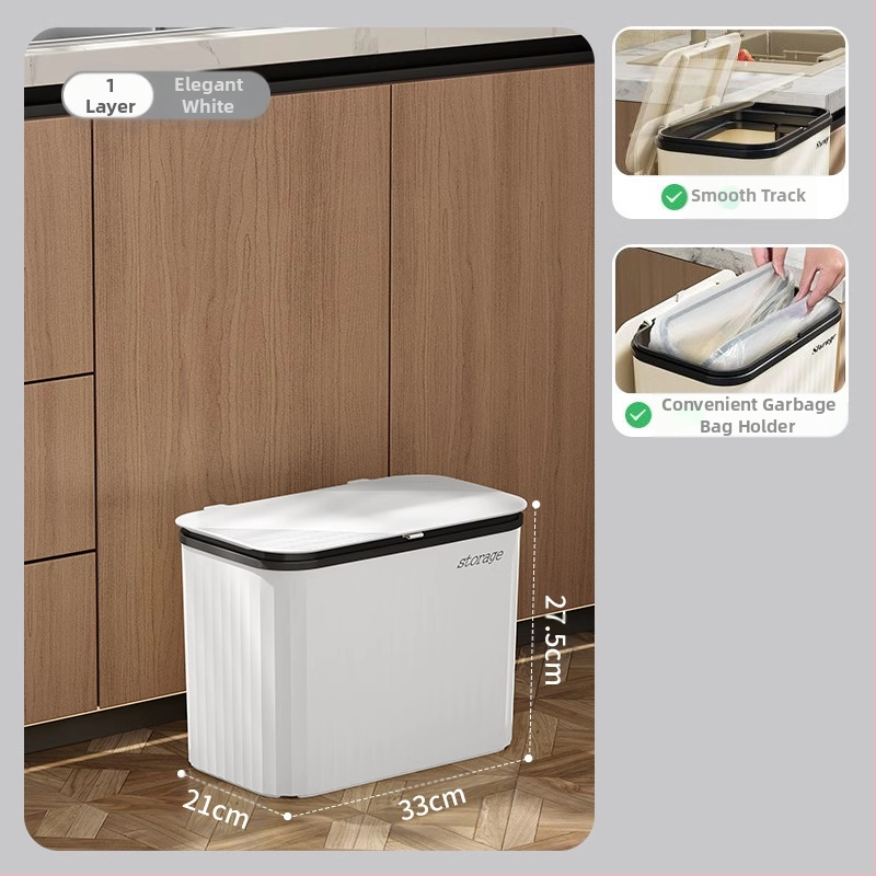 Κουζίνας κάδος απορριμμάτων με καπάκι, χωρητικότητας 12 L και άνω, πλαστικός, με περιστρεφόμενο καπάκι, αποσπώμενο πολυλειτουργικό ράφι αποθήκευσης