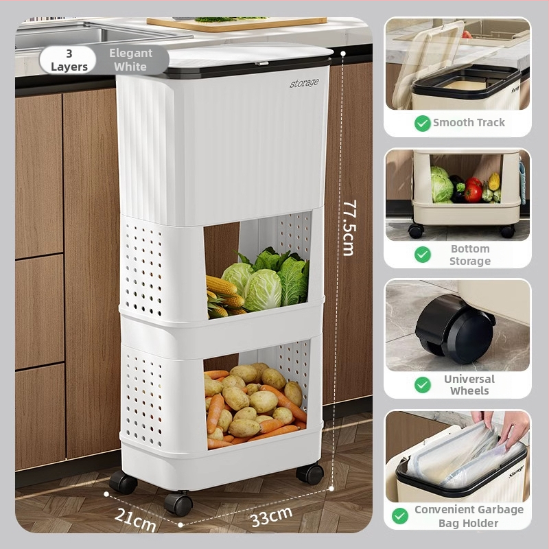 Κουζίνας κάδος απορριμμάτων με καπάκι, χωρητικότητας 12 L και άνω, πλαστικός, με περιστρεφόμενο καπάκι, αποσπώμενο πολυλειτουργικό ράφι αποθήκευσης