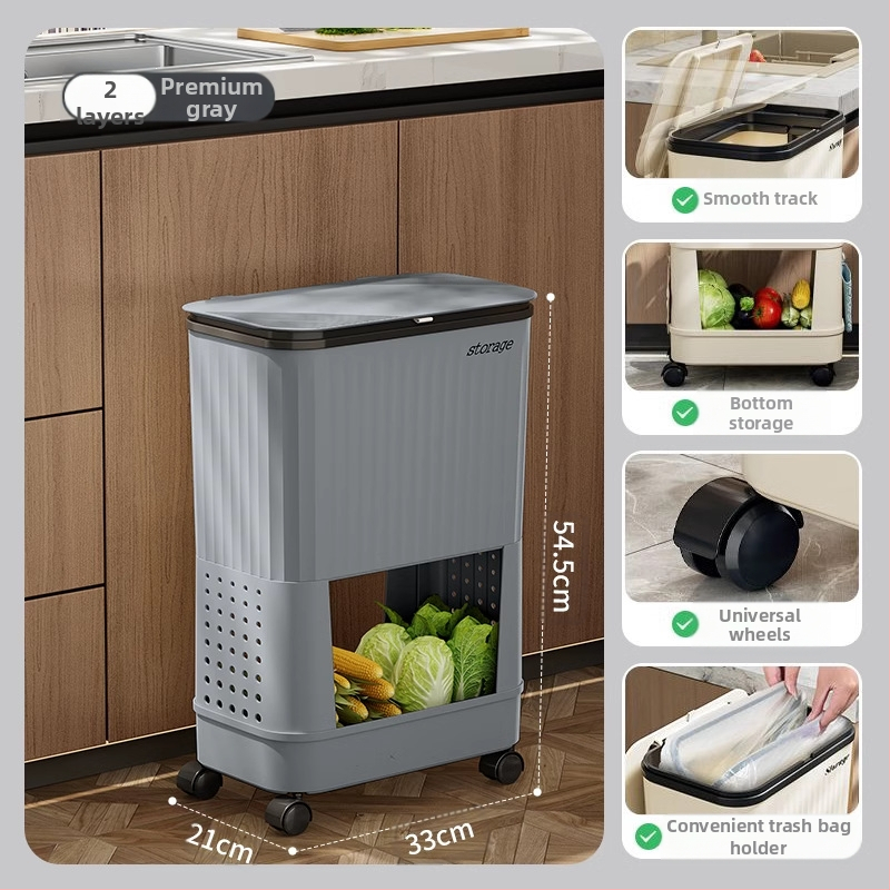 Κουζίνας κάδος απορριμμάτων με καπάκι, χωρητικότητας 12 L και άνω, πλαστικός, με περιστρεφόμενο καπάκι, αποσπώμενο πολυλειτουργικό ράφι αποθήκευσης