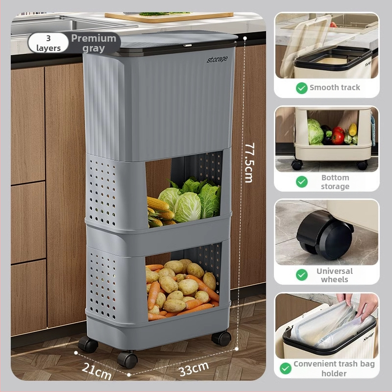 Κουζίνας κάδος απορριμμάτων με καπάκι, χωρητικότητας 12 L και άνω, πλαστικός, με περιστρεφόμενο καπάκι, αποσπώμενο πολυλειτουργικό ράφι αποθήκευσης