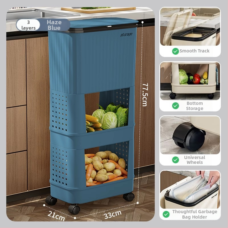 Κουζίνας κάδος απορριμμάτων με καπάκι, χωρητικότητας 12 L και άνω, πλαστικός, με περιστρεφόμενο καπάκι, αποσπώμενο πολυλειτουργικό ράφι αποθήκευσης