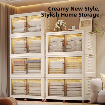 Съхранителен шкаф за дома — хол и спалня, минималистичен стил, полипропилен (PP), много нива, с колела