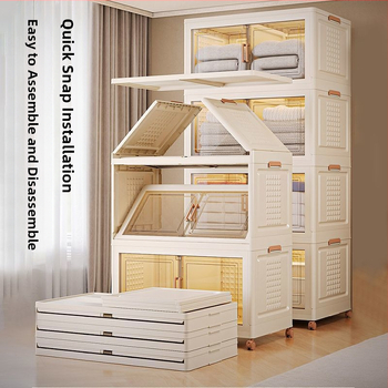 Съхранителен шкаф за дома — хол и спалня, минималистичен стил, полипропилен (PP), много нива, с колела