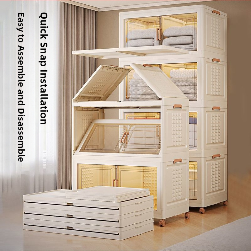 Úložný skriňa pre domácnosti – minimalistický štýl, PP materiál, viaceré úrovne, s kolieskami