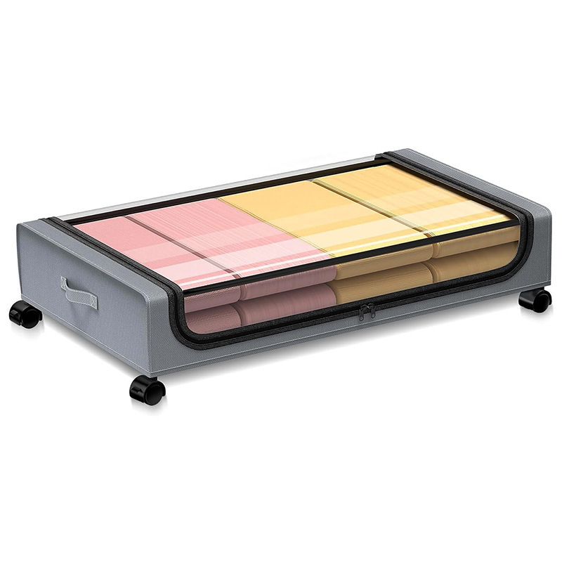 Gultas zem uzglabāšanas rati ar riteņiem, 36 L tilpums, oglekļa tērauds + audums, saliekams, putekļu izturīgs