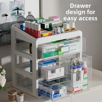 Οικιακή θήκη φαρμάκων με συρτάρια, πλαστικό υλικό, μεγάλη χωρητικότητα και πολλαπλά διαμερίσματα