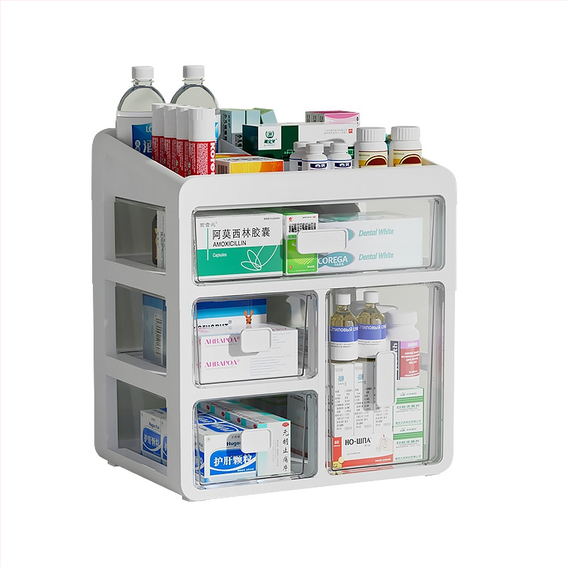 Домашна аптечка с чекмеджета, пластмасова, голям капацитет и многослойни отделения