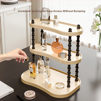 Ράφι αποθήκευσης πλαστικό, δύο επιπέδων για επιτραπέζιο χώρο – μετακινούμενο, χωρίς τρύπες, 100% καινούριο υλικό, κατάλληλο για μακιγιάζ, κουζίνα, υπνοδωμάτιο, μπάνιο και σαλόνι