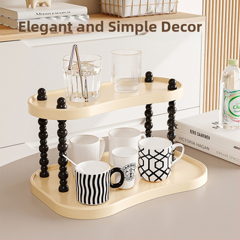 Ράφι αποθήκευσης πλαστικό, δύο επιπέδων για επιτραπέζιο χώρο – μετακινούμενο, χωρίς τρύπες, 100% καινούριο υλικό, κατάλληλο για μακιγιάζ, κουζίνα, υπνοδωμάτιο, μπάνιο και σαλόνι