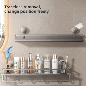 Επιτοίχιο ράφι αποθήκευσης μπάνιου με βεντούζα, αλουμινένιο κράμα, μοντέλο 229, φορτίο 10 kg, προέλευση Zhejiang