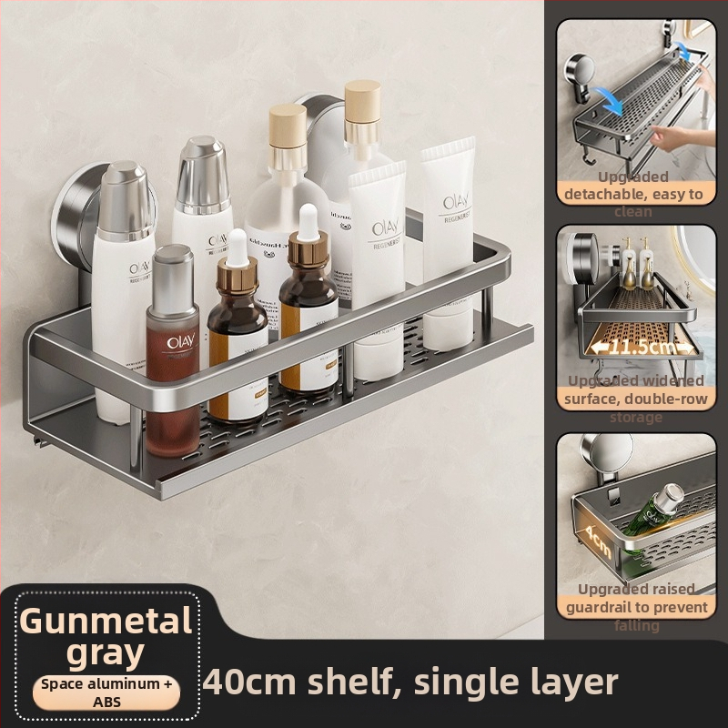 Sienas uzstādāms vannas istabas uzglabāšanas plaukts ar vakuumiedzīgumu, alumīnija sakausējums, modelis 229, slodze 10 kg, izcelsme Zhejiang