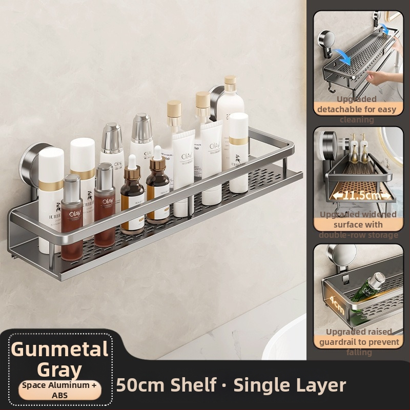 Sienas uzstādāms vannas istabas uzglabāšanas plaukts ar vakuumiedzīgumu, alumīnija sakausējums, modelis 229, slodze 10 kg, izcelsme Zhejiang