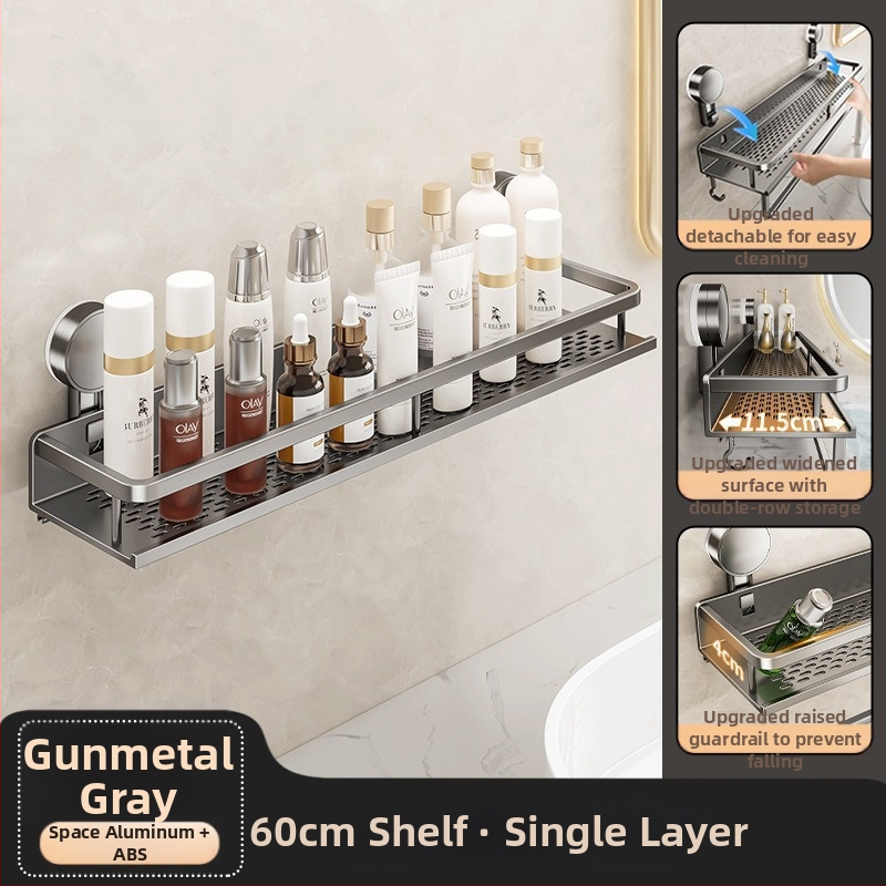 Sienas uzstādāms vannas istabas uzglabāšanas plaukts ar vakuumiedzīgumu, alumīnija sakausējums, modelis 229, slodze 10 kg, izcelsme Zhejiang