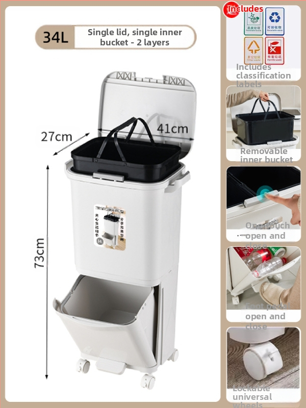 Κάδος απορριμμάτων κουζίνας με καπάκι, άνοιγμα με πάτημα, υλικό PP, χωρητικότητα άνω των 12 λίτρων, κυλινδρικού σχήματος, για οικιακή χρήση