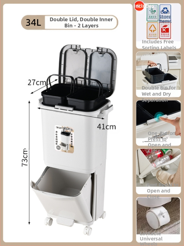 Κάδος απορριμμάτων κουζίνας με καπάκι, άνοιγμα με πάτημα, υλικό PP, χωρητικότητα άνω των 12 λίτρων, κυλινδρικού σχήματος, για οικιακή χρήση