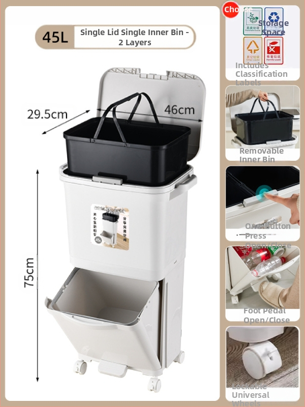 Κάδος απορριμμάτων κουζίνας με καπάκι, άνοιγμα με πάτημα, υλικό PP, χωρητικότητα άνω των 12 λίτρων, κυλινδρικού σχήματος, για οικιακή χρήση