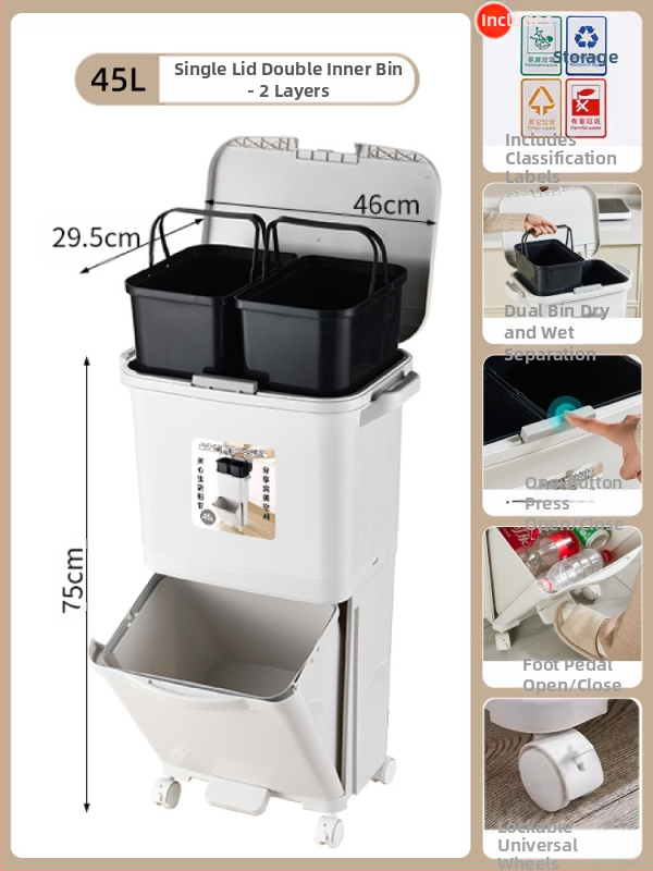 Κάδος απορριμμάτων κουζίνας με καπάκι, άνοιγμα με πάτημα, υλικό PP, χωρητικότητα άνω των 12 λίτρων, κυλινδρικού σχήματος, για οικιακή χρήση