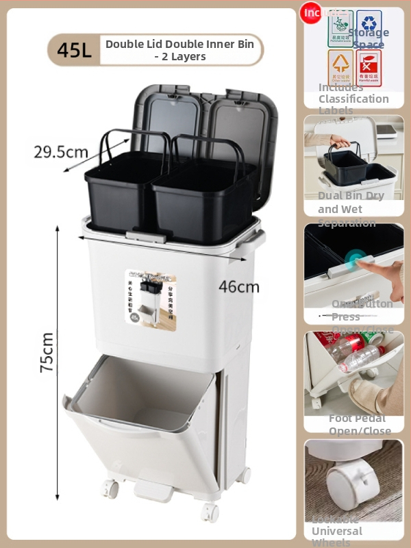 Κάδος απορριμμάτων κουζίνας με καπάκι, άνοιγμα με πάτημα, υλικό PP, χωρητικότητα άνω των 12 λίτρων, κυλινδρικού σχήματος, για οικιακή χρήση