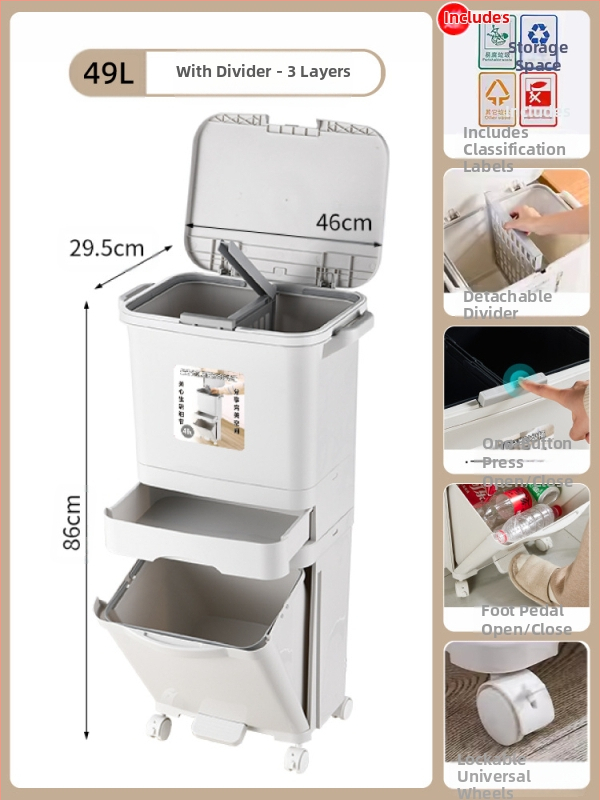 Κάδος απορριμμάτων κουζίνας με καπάκι, άνοιγμα με πάτημα, υλικό PP, χωρητικότητα άνω των 12 λίτρων, κυλινδρικού σχήματος, για οικιακή χρήση