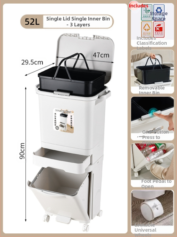 Κάδος απορριμμάτων κουζίνας με καπάκι, άνοιγμα με πάτημα, υλικό PP, χωρητικότητα άνω των 12 λίτρων, κυλινδρικού σχήματος, για οικιακή χρήση